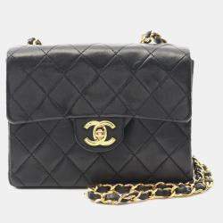 Chanel Black Lambskin Quilted Mini Square Flap Bag 