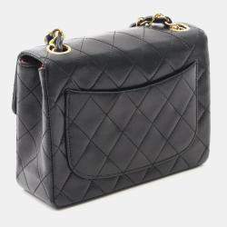 Chanel Black Lambskin Quilted Mini Square Flap Bag 