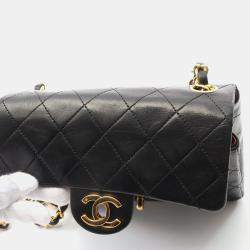 Chanel Black Lambskin Quilted Mini Square Flap Bag 