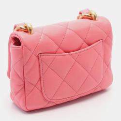 Pre Owned Chanel Pink Mini Quilted Lambskin Funky Town Flap Bag