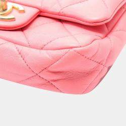 Pre Owned Chanel Pink Mini Quilted Lambskin Funky Town Flap Bag