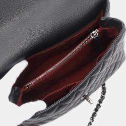 Chanel Black Caviar Quilted Coco Handle Flap Bag