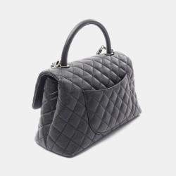 Chanel Black Caviar Quilted Coco Handle Flap Bag