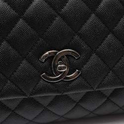 Chanel Black Caviar Quilted Coco Handle Flap Bag
