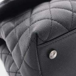 Chanel Black Caviar Quilted Coco Handle Flap Bag