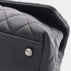 Chanel Black Caviar Quilted Coco Handle Flap Bag