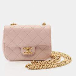 Pre Owned Chanel Pink Leather Mini Flap Shoulder Bag