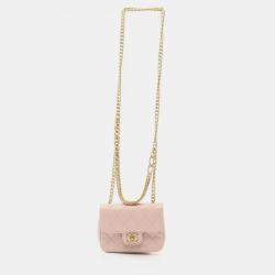 Pre Owned Chanel Pink Leather Mini Flap Shoulder Bag