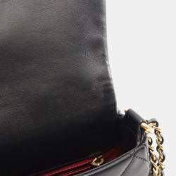 Chanel Black Calfskin Quilted Chain Handle Flap Bag