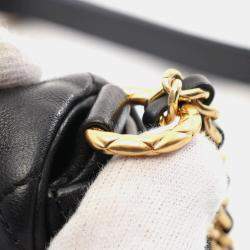 Chanel Black Calfskin Quilted Chain Handle Flap Bag