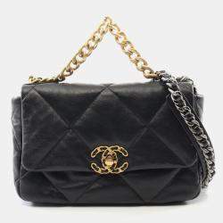 Chanel Black Lambskin Leather Medium 19 Flap Bag