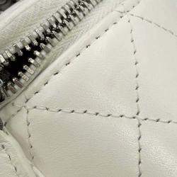 Chanel White CC Quilted Lambskin Chain Top Handle Vanity Bag