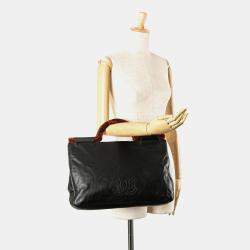 Chanel Black CC Lambskin Tortoise Handle Tote
