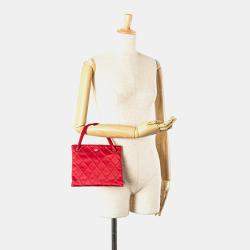 Chanel Red CC Quilted Satin Handbag