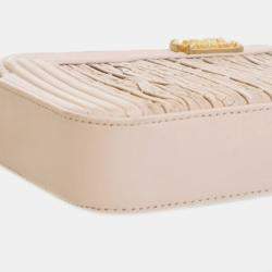 Chanel Beige Small Chevron Crumpled Lambskin Boy Clutch With Chain