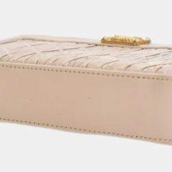 Chanel Beige Small Chevron Crumpled Lambskin Boy Clutch With Chain