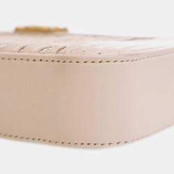 Chanel Beige Small Chevron Crumpled Lambskin Boy Clutch With Chain