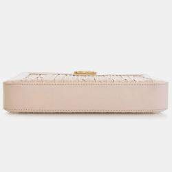 Chanel Beige Small Chevron Crumpled Lambskin Boy Clutch With Chain