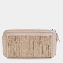 Chanel Beige Small Chevron Crumpled Lambskin Boy Clutch With Chain
