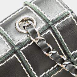 Chanel Black Lambskin Contrast Square Stitch Flap