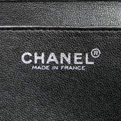 Chanel Black Lambskin Contrast Square Stitch Flap
