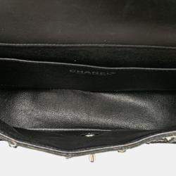 Chanel Black Lambskin Contrast Square Stitch Flap