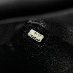 Chanel Black Lambskin Contrast Square Stitch Flap
