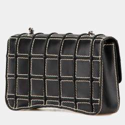 Chanel Black Lambskin Contrast Square Stitch Flap