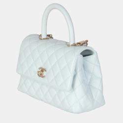 Chanel 21K Blue Quilted Caviar Mini Coco Handle Flap Bag