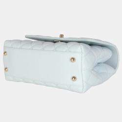 Chanel 21K Blue Quilted Caviar Mini Coco Handle Flap Bag