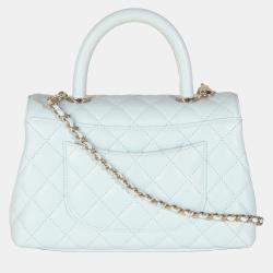 Chanel 21K Blue Quilted Caviar Mini Coco Handle Flap Bag