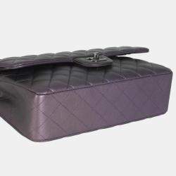Chanel Purple Quilted Iridescent Lambskin Medium Classic Double Flap Bag