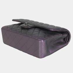 Chanel Purple Quilted Iridescent Lambskin Medium Classic Double Flap Bag