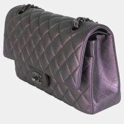 Chanel Purple Quilted Iridescent Lambskin Medium Classic Double Flap Bag