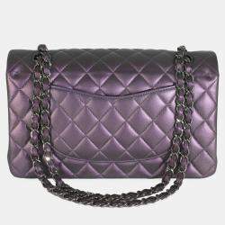 Chanel Purple Quilted Iridescent Lambskin Medium Classic Double Flap Bag