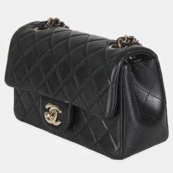 Chanel Black Quilted Lambskin Mini Rectangular Flap Bag