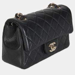 Chanel Black Quilted Lambskin Mini Rectangular Flap Bag