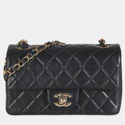 Chanel Black Quilted Lambskin Mini Rectangular Flap Bag