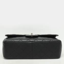 Chanel Black Quilted Leather Jumbo Classic Double Flap Bag