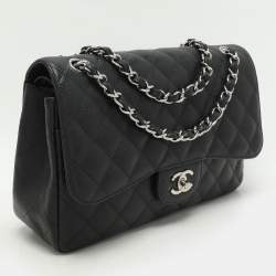 Chanel Black Quilted Leather Jumbo Classic Double Flap Bag