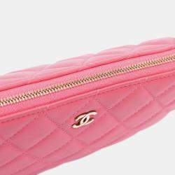 Chanel Pink Medium Quilted Lambskin Casino Charms O Case Clutch
