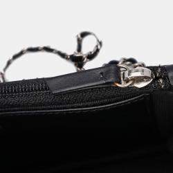 Chanel Black Yellow Patent Striped Wallet On Chain