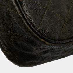 Chanel Brown Large Quilted Glazed Caviar Shiva Flap