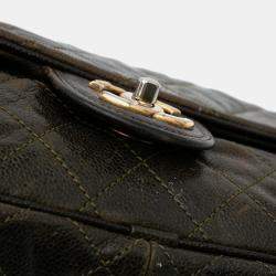 Chanel Brown Large Quilted Glazed Caviar Shiva Flap