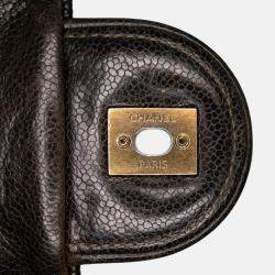 Chanel Brown Large Quilted Glazed Caviar Shiva Flap