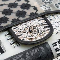 Chanel White Medium PVC and Tweed Patchwork Single Flap