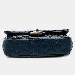 Chanel Navy Blue Paris-Salzburg Small Patent and Goatskin CC Eyelet Flap
