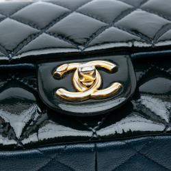 Chanel Navy Blue Paris-Salzburg Small Patent and Goatskin CC Eyelet Flap