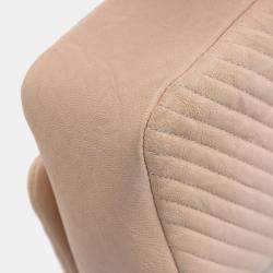 Chanel Beige Medium Chevron Wrinkled Calfskin Medallion Charm Flap
