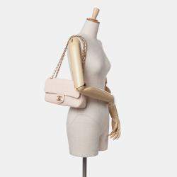 Chanel Beige Medium Chevron Wrinkled Calfskin Medallion Charm Flap